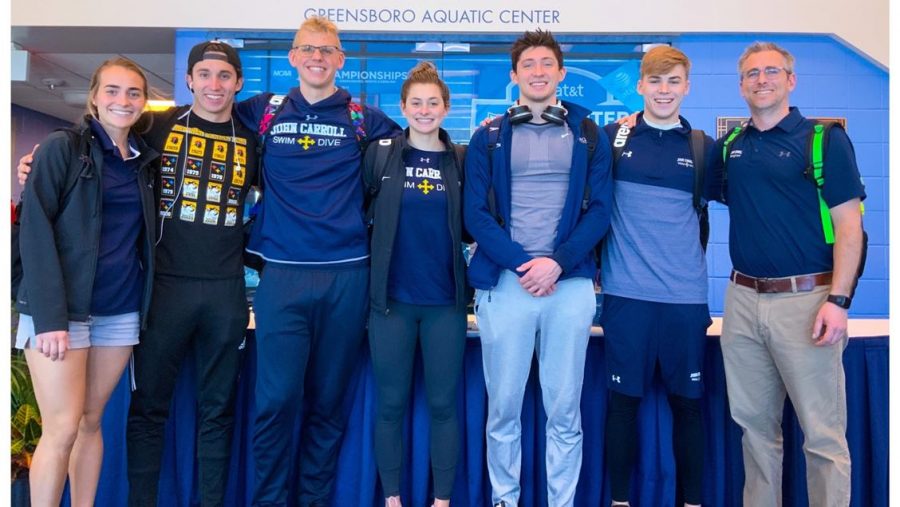 Pictured from left to right at NCAA’s: L. Tamas, M. Ramsey, F. Campbell, G. Ledrick, J. Cooper, A. Lenz, and M. Fino.