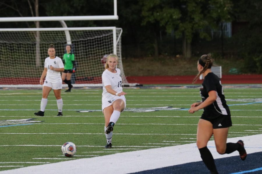 Freshman midfielder Claire Hollern (17) executes a pass in a game at Don Shula Stadium on Saturday, Oct. 12, 2019.
