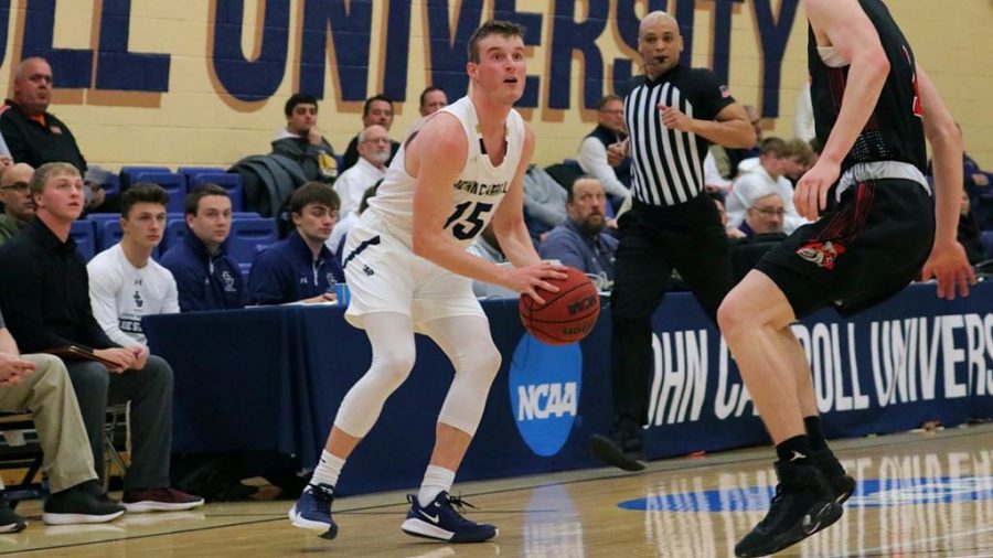 ackson Sartain gets ready to shoot a 3-pointer against Muskingum in 2020.