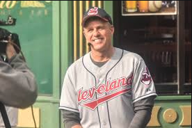 Former ESPN Broadcaster Jay Crawford does an interview in a Cleveland Indians jersey.