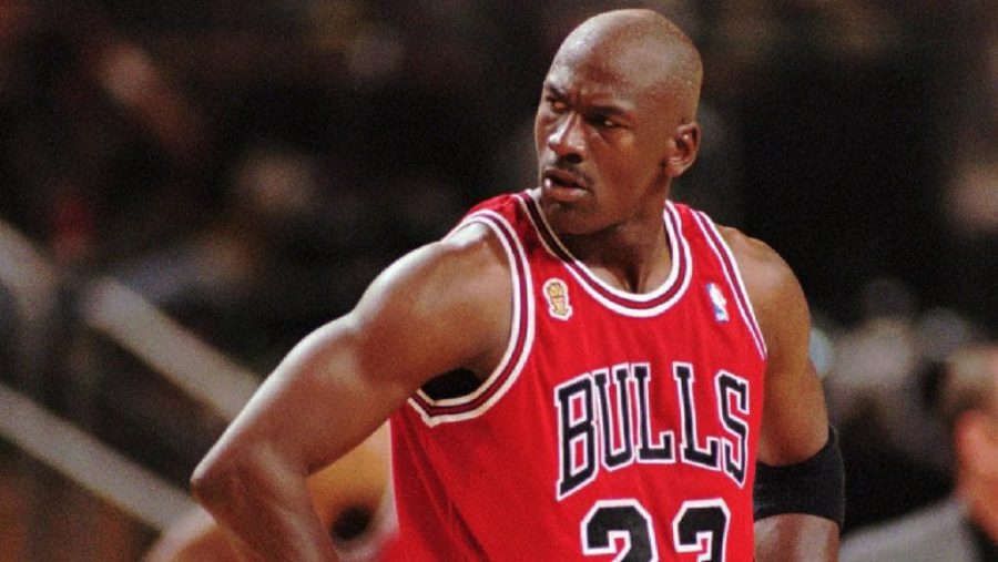 Chicago Bulls Michael Jordan pauses in the third quarter in Game 5 of the NBA Finals against the Seattle SuperSonics Friday, June 14, 1996 in Seattle. The Sonics beat the Bulls, 89-78. (AP Photo/Beth A. Keiser)