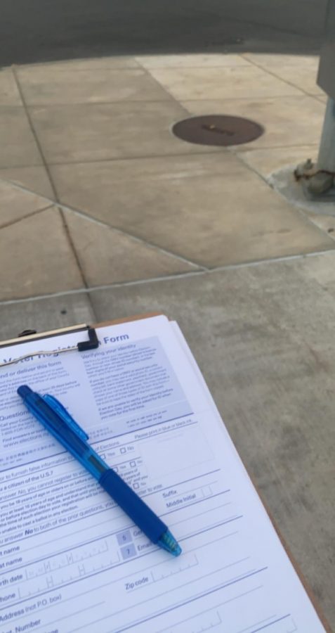 Voter registration ended on Oct. 9 in New York state. On Oct. 8, I stood on the corner outside of the dining hall on Syracuse University’s campus and registered students to vote. Read up on your state’s voting laws, and prepare to use your right to vote!
(Photo by Aiden Keenan).
