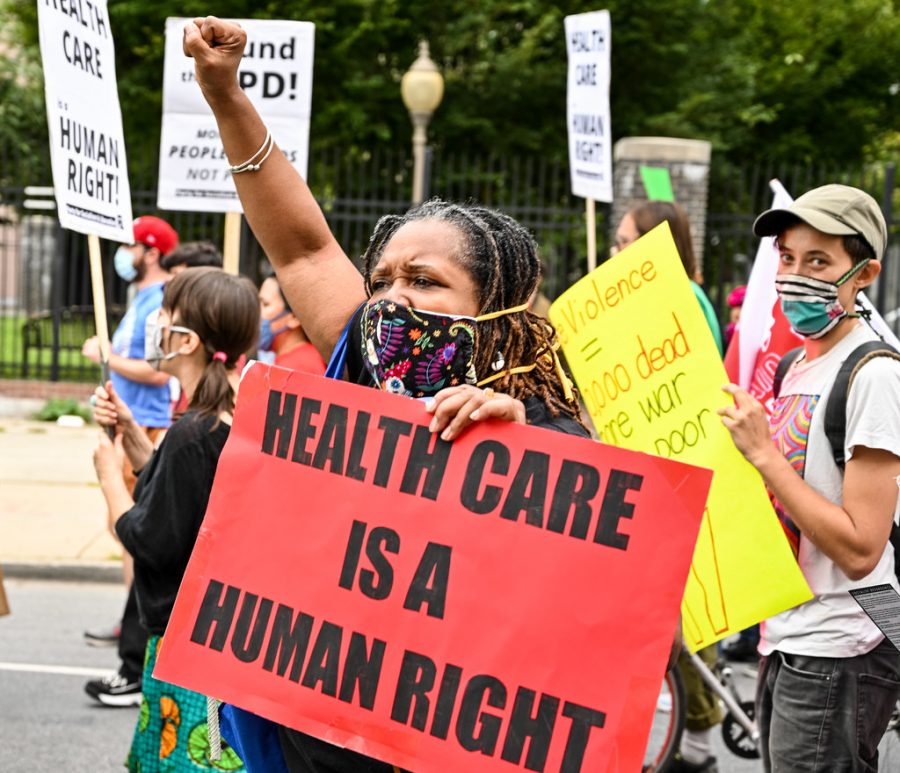 Protestors march during the Philadelphia Medicaid March on Oct. 1