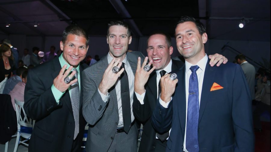 Jerry Schuplinski (left), Nick Caserio (middle left), Josh McDaniels (middle right), Dave Ziegler (right) are all JCU alums. The Las Vegas Raiders just announced the hiring of McDaniels and Ziegler 