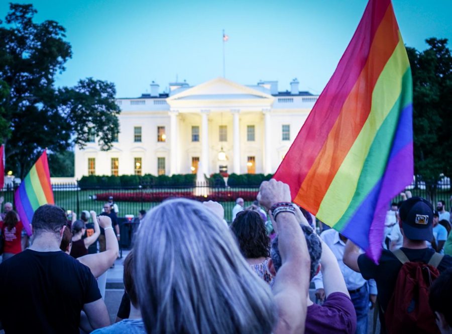 An image from the 2017 Protest Trans Military Ban in front of the White House