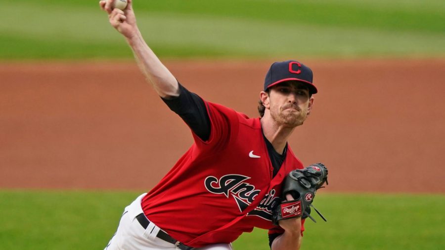 Cleveland Indians starting pitcher Shane Bieber delivers in the first inning of a baseball game against the Chicago White Sox, Wednesday, Sept. 23, 2020, in Cleveland. (AP Photo/Tony Dejak)