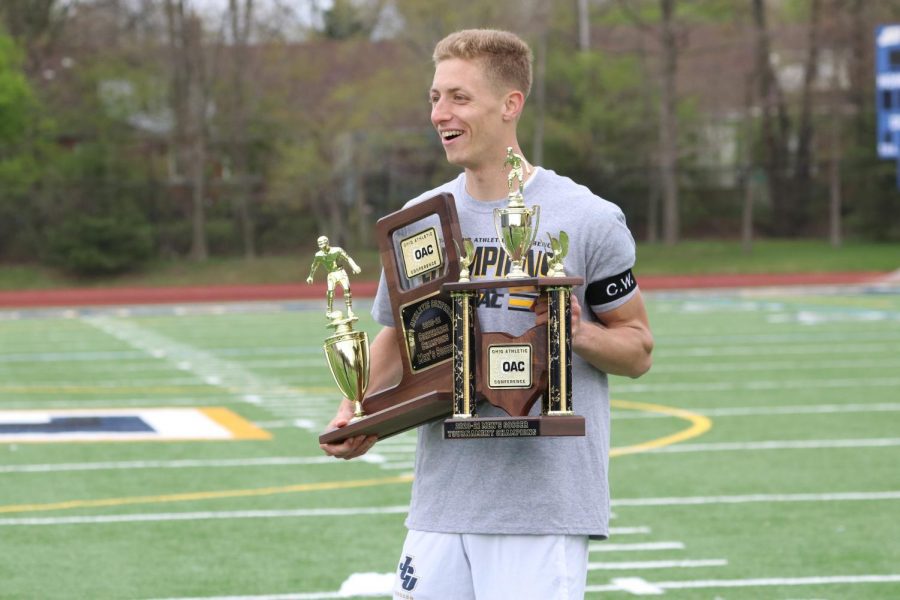 Stephen Schutt after winning the Ohio Athletic Conference Tournament championship against Marietta at Don Shula Stadium on Sunday, April 18, 2021.