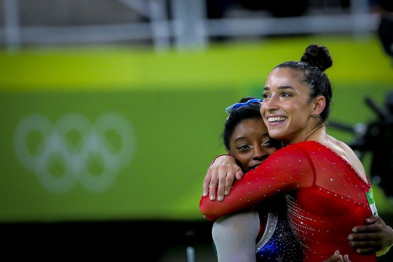 US Womens National gymnasts Simone Biles (left) and Aly Raisman (right) were among the victims who testified against Larry Nassar. Photo courtesy of Wikimedia Commons.