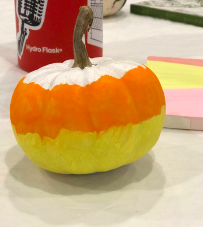 Candy corn inspired pumpkin