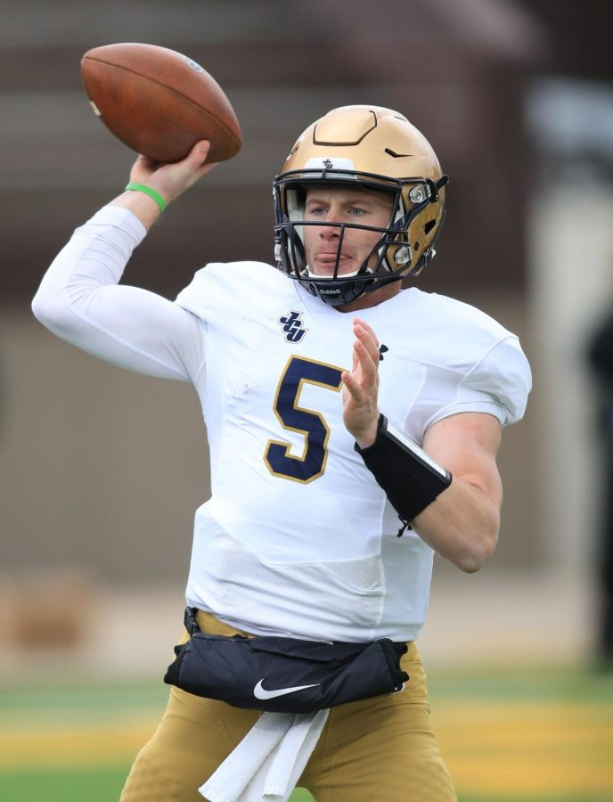 Jake Floriea on Saturday, Nov. 13 passing against Baldwin Wallace. Saturdays victory was the last career game for Floriea. 