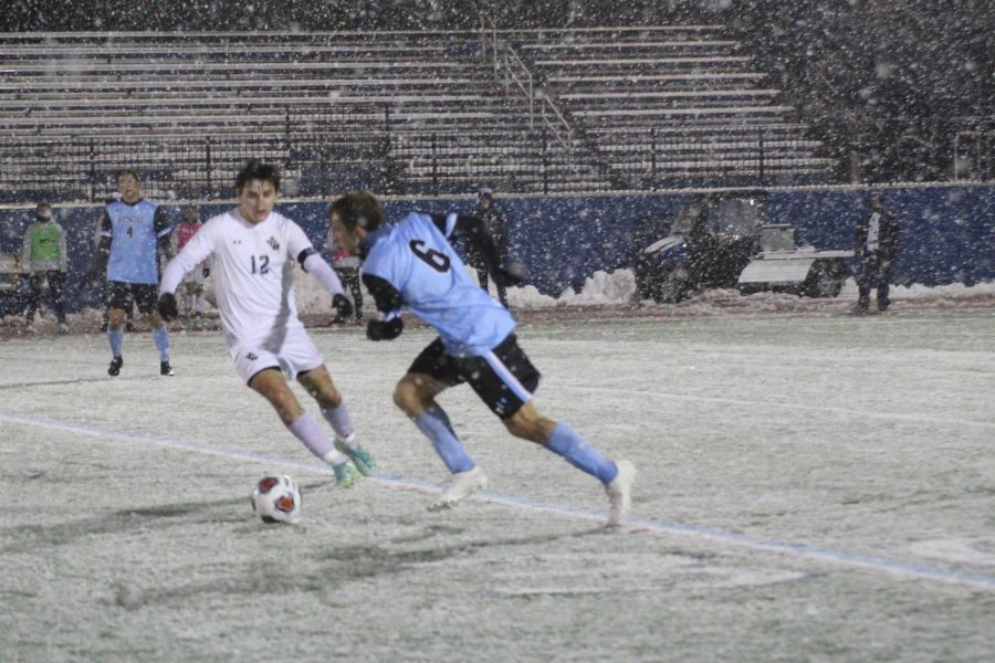 Freshman Jack Foht competing on Saturday, Nov. 14. Foht scored the game winning goal in the John Carroll victory. 