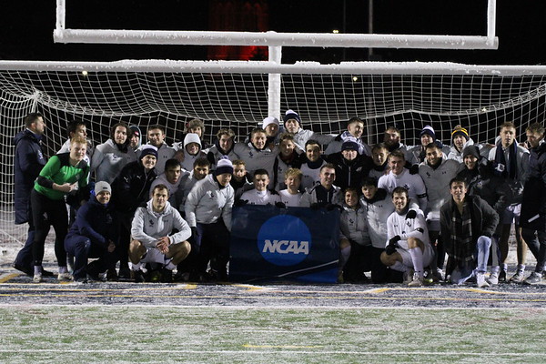 The John Carroll Mens Soccer Team after their 2-1 victory in the second round of the NCAA Tournament on Sunday, Nov. 15.