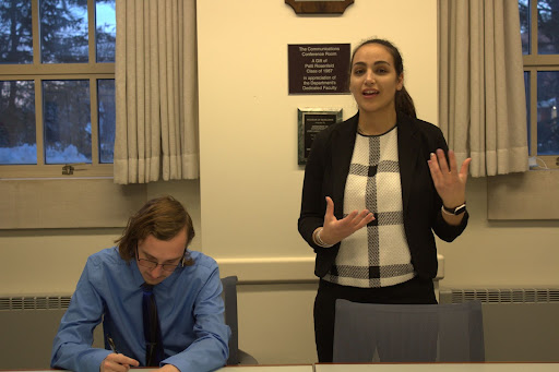 Michael Roth ‘23 and Sara Sfeir ‘24 debate a variety of topics each year through Lincoln-Douglas competition.
