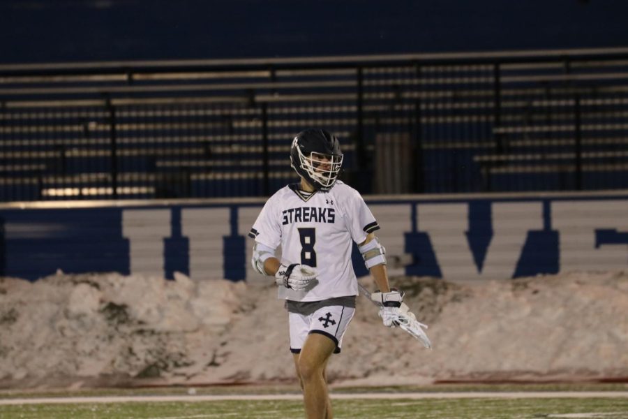 Kevin Hack playing in a game for the Blue Streaks during the 2022 season. 