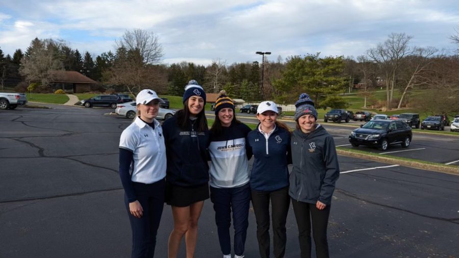 Members of the John Carroll Womens Golf team after their first invitational of the 2022 season. 