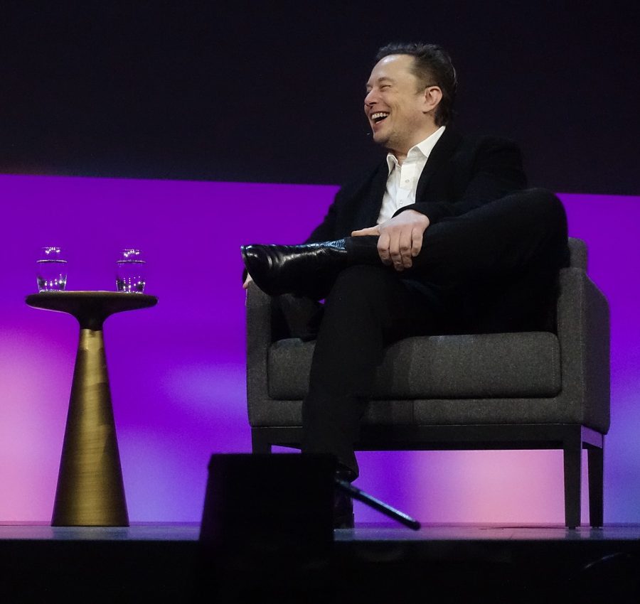 A photo of Elon Musk at his TED Talk in April, where he discussed making Twitter open source with increased freedom of speech.