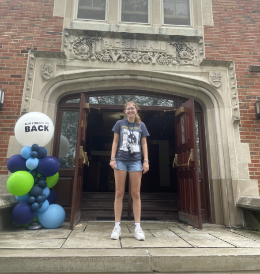 Grace Sherban on freshman move in day, 2021