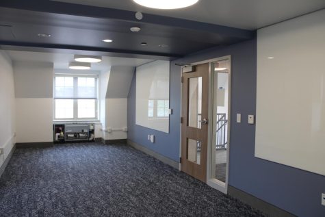 The third floor of Dolan Hall now features a study lounge with whiteboard walls.