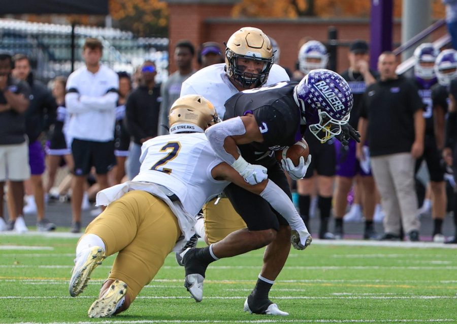 Chris Golson finding his way to the Mount Union quarterback on Saturday.