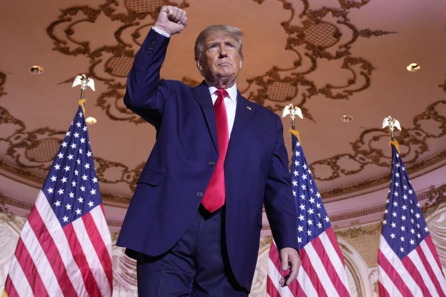Former+President+Donald+Trump+gestures+after+announcing+he+is+running+for+president+for+the+third+time+as+he+speaks+at+Mar-a-Lago+in+Palm+Beach%2C+Tuesday%2C+Nov.+15%2C+2022.