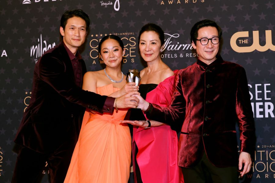 Harry Shum Jr., Stephanie Hsu, Michelle Yeoh and Ke Huy Quan, stars of Everything Everywhere.