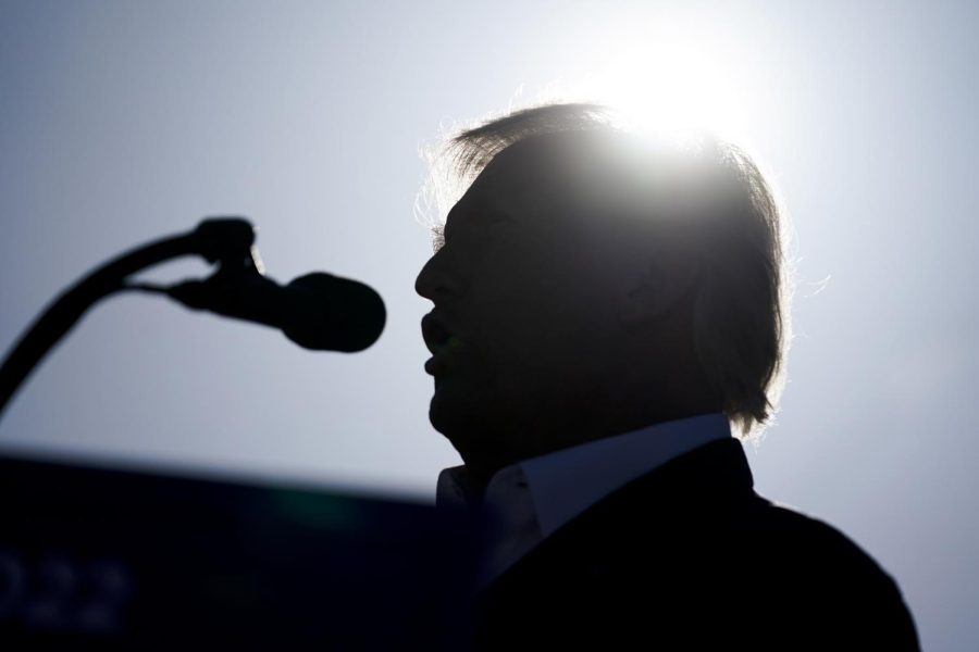 Former President Donald Trump speaks at a campaign rally at Waco Regional Airport, Saturday, March 25, 2023, in Waco, Texas. Today it was announced that he would be indicted on criminal charges.