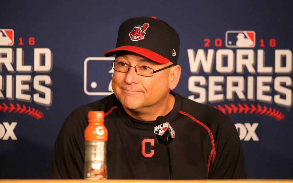 Terry Francona speaks to the media during the 2016 World Series.