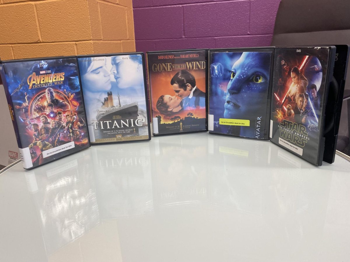 Some of the highest-grossing movies of all time. Left to right: “Avengers: Infinity War,” “Titanic,” “Gone with the Wind,” “Avatar,” “Star Wars: The Force Awakens.”