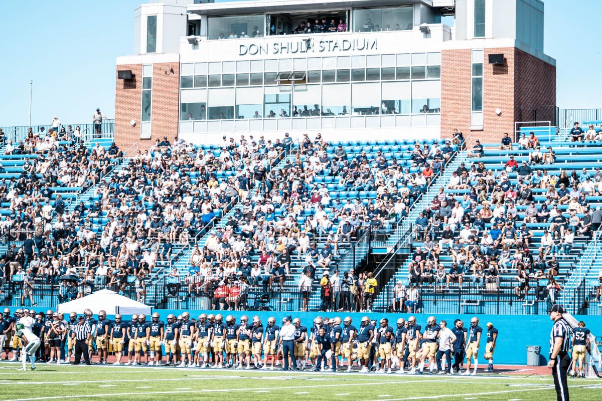 Fans gather to support the Blue Streaks during 2023 Homecoming and Family Weekend. 