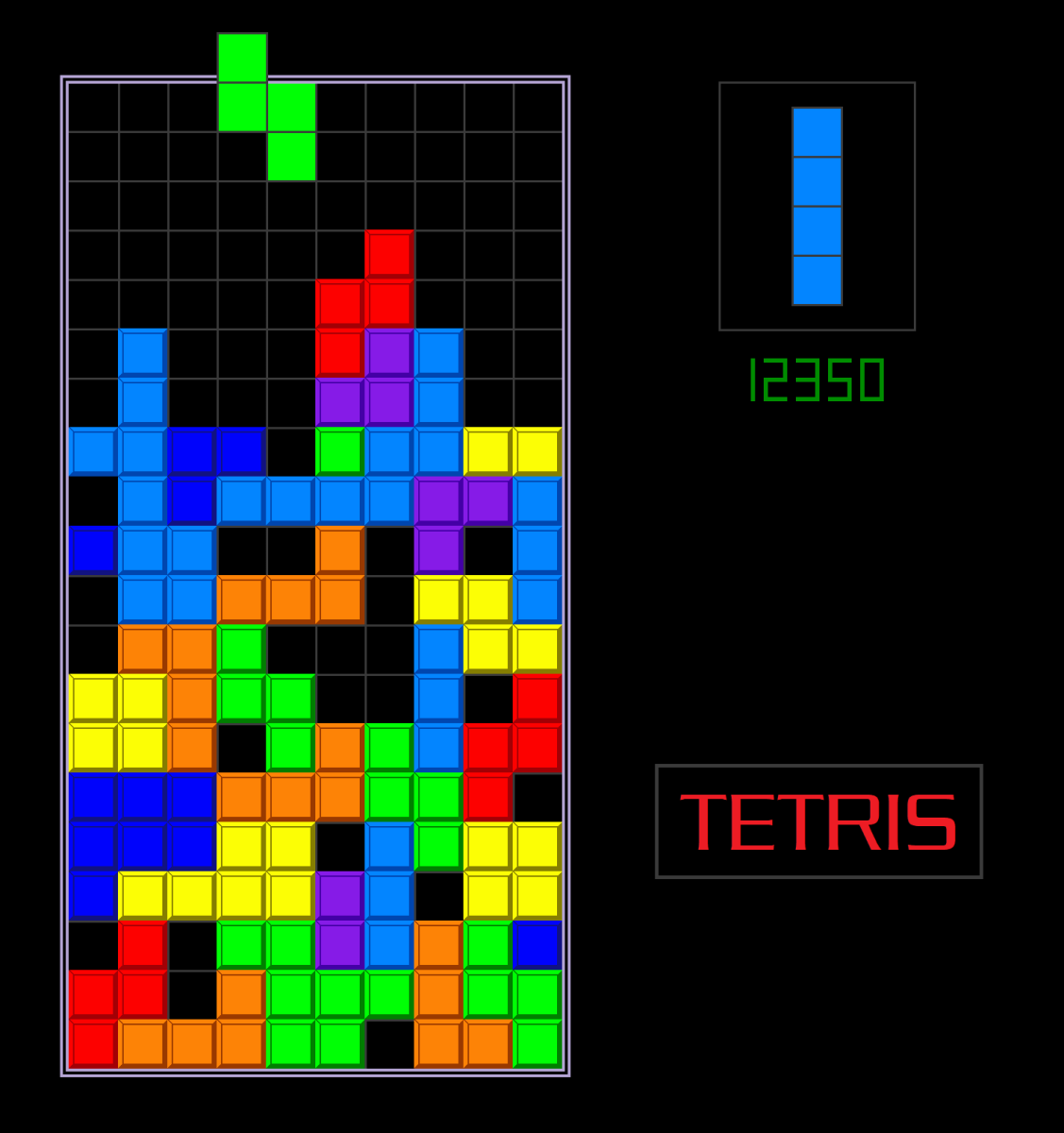 Tetris, which is a browser game that involves filling in empty spaces with blocks.