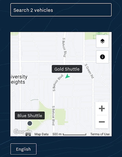 A live tracker is available for students to pinpoint the shuttle bus’s exact location. Visit cloud.samsara.com to utilize and save it to your device.