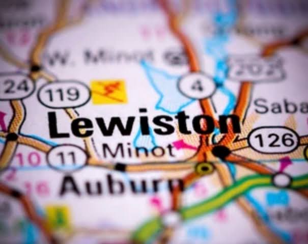 A map of Lewiston, ME, where a mass shooting took place on Oct. 25, 2023.