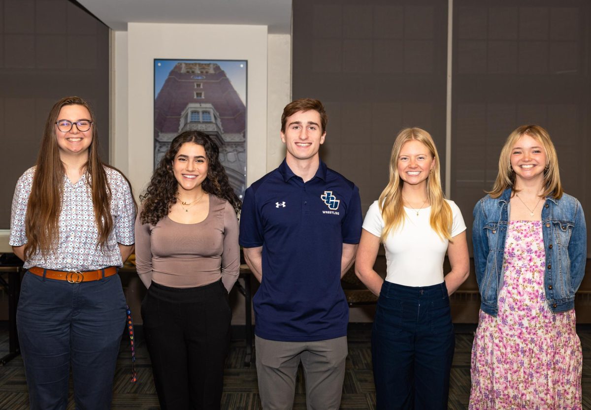 Pictured are the finalists at the Beaudry Award Ceremony from left to right, Tina Besenfelder, Sarah Azzi, Patrick McGraw, Kylie Gillespie and Lily Free. Not pictured is finalist Mallaak Wahdan. 