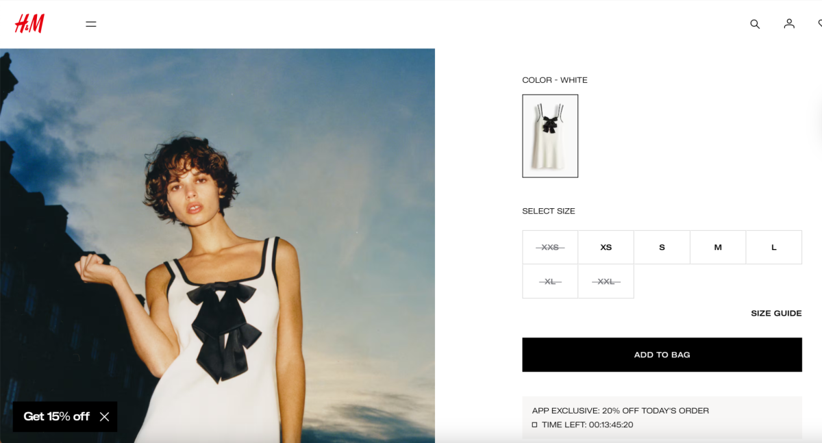 H&M lacks inclusivity in their online shop, with some clothing only offered up to size large. 