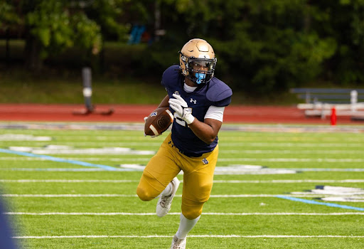 John Carroll University’s Blue Streaks score a touchdown against the Heidelberg Student Princes during their dominating 48-10 victory at home on Sept. 28.