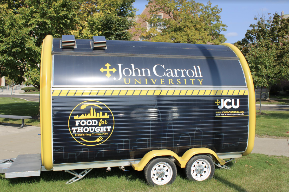 The JCU Food Buggy rests on campus outside Dolan Science Center.