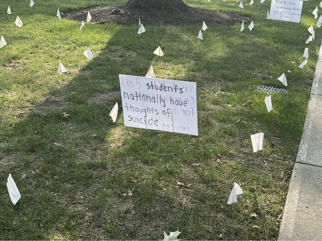 A memorial was set up at JCU to honor college students who have taken their own life.