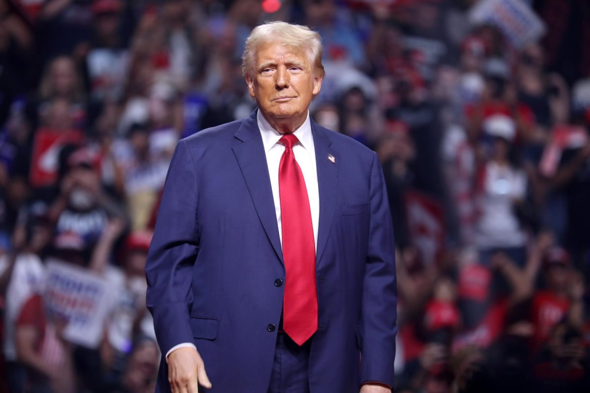 Former President of the United States Donald Trump speaking with attendees at an Arizona for Trump rally at Desert Diamond Arena in Glendale, Arizona.
Date, Aug. 23, 2024.