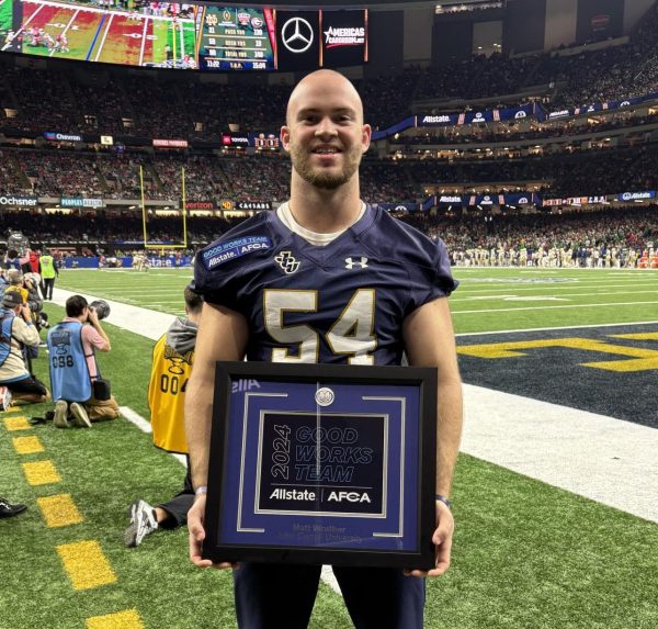 Blue Streaks center Matt Wrather traveled to New Orleans to attend the Sugar Bowl