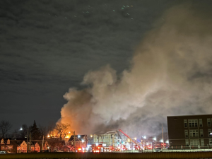 Smoke and flames engulf Marquee Apartments, at 1:00 a.m. on Jan. 25