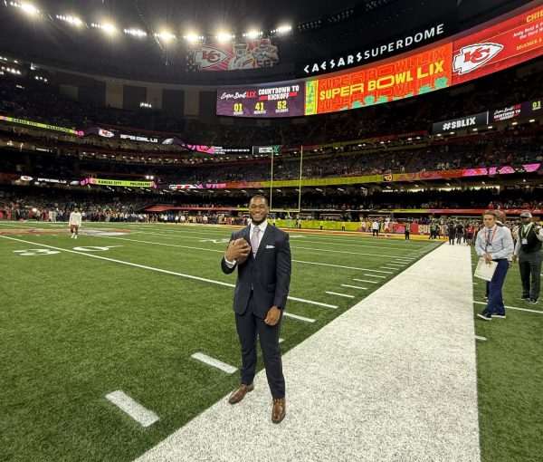 JCU alum and Chiefs scout Jaylen Myrick at Super Bowl LIX