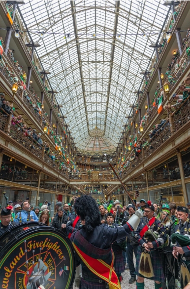 View of The Arcade after the Cleveland St. Patrick's Day Parade. 