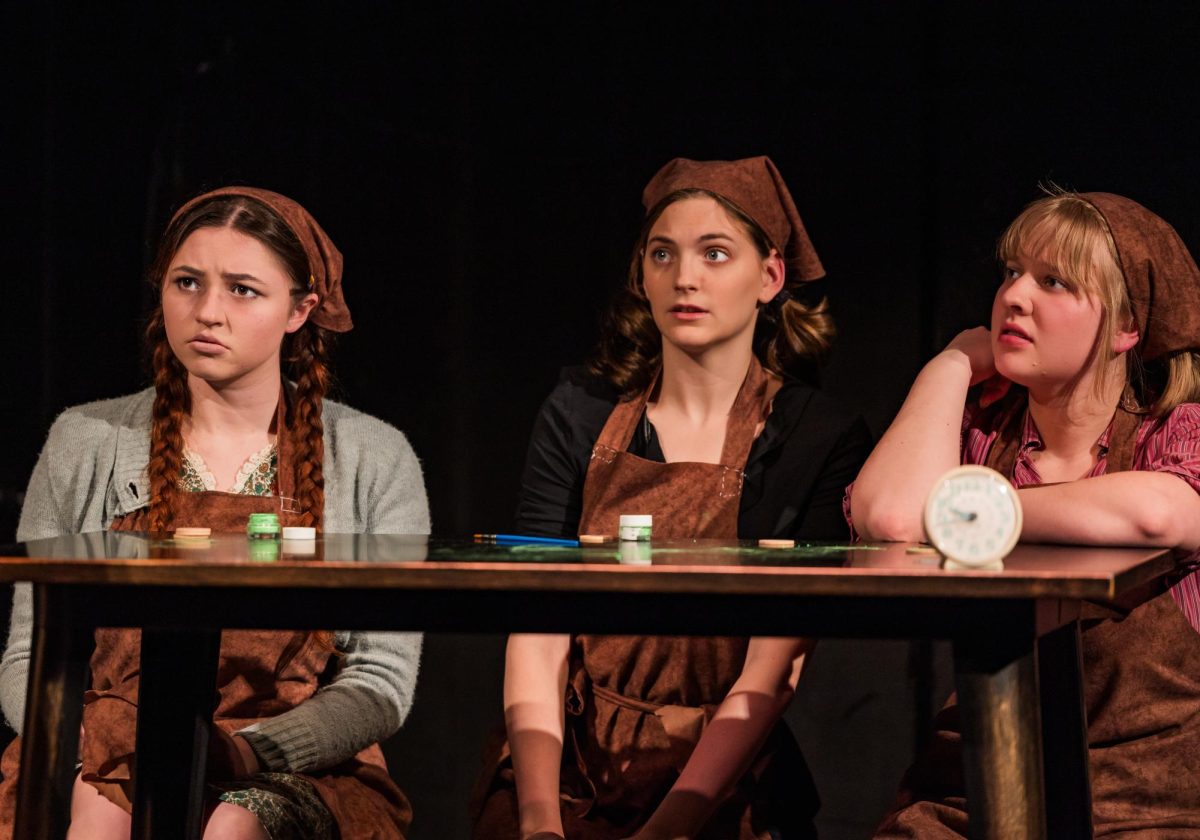 Izzy Schuster '27, Maddie Jarosz '25 and Gwyneth Seddon '28 acting as the Radium Girls. 