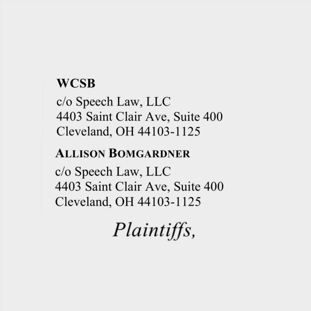 A portion of the lawsuit filed against Cleveland State University. 