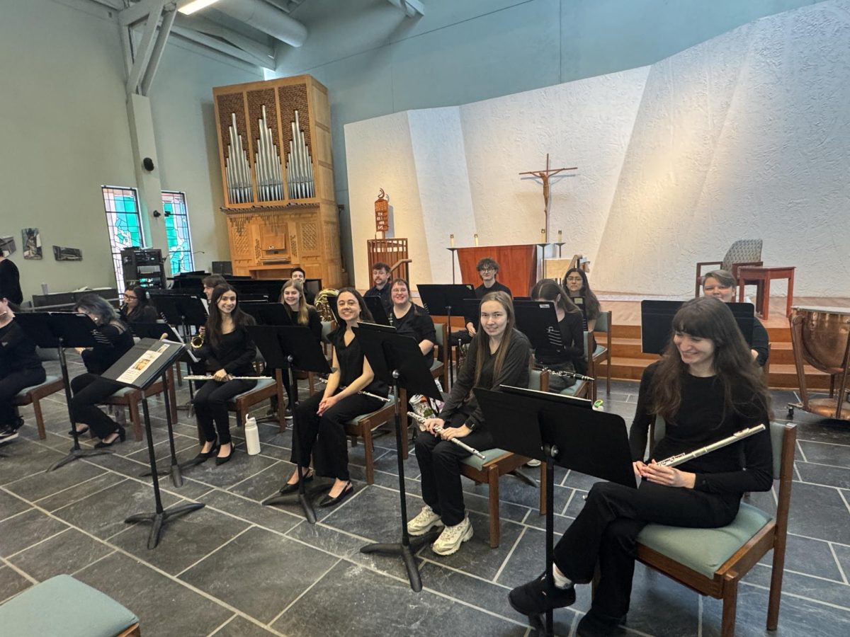 The JCU Wind Ensemble gearing up to perform at the concert
